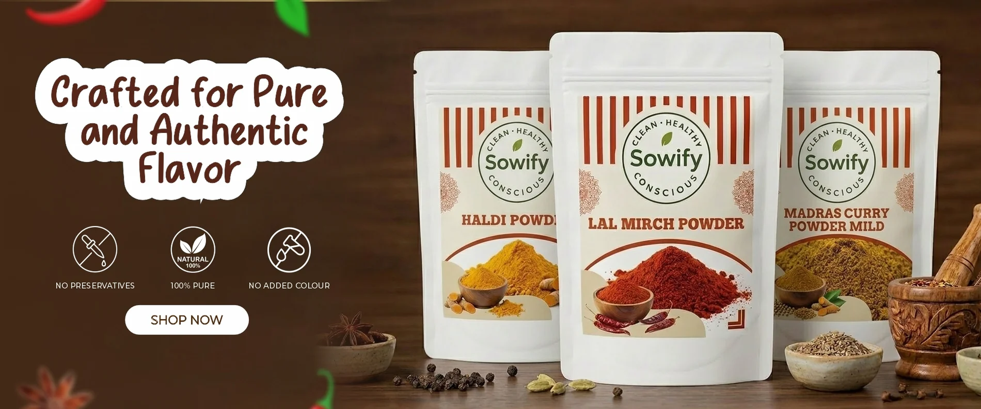 Sowify pure and authentic spice powders